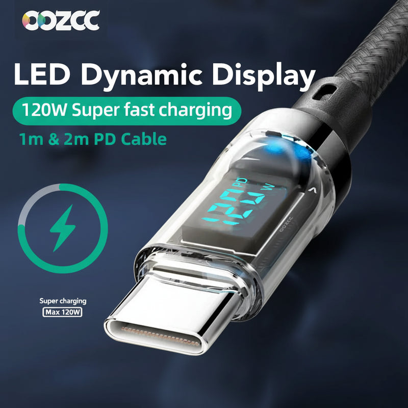 OOZCC 120W Fast Charging Cable with LCD Display