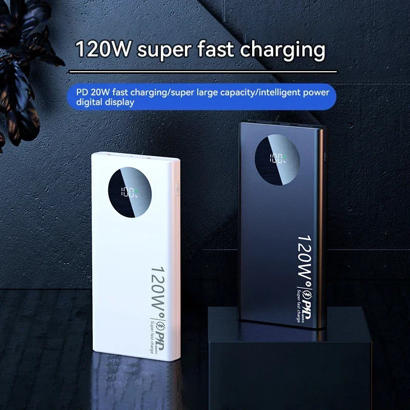 50000mAh Power Bank 120W PD Super Fast Charging Portable Power Bank Large Capacity External Battery With Digital Display