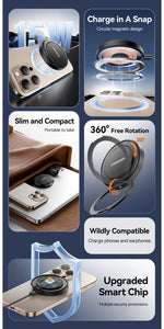 Essager Magnetic Wireless Charger with Holder – 15W Fast Charging