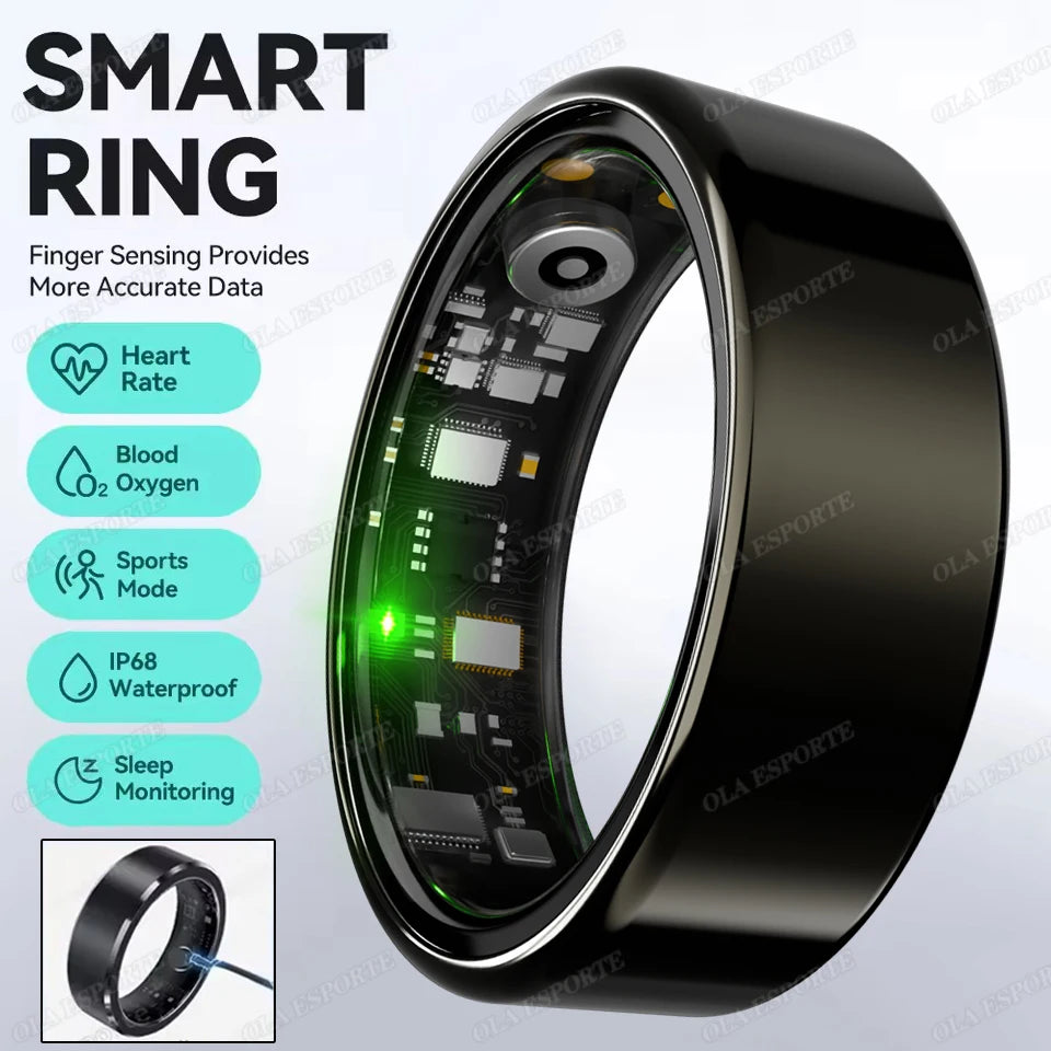 New R09 Smart Ring Men Women with Charging Case,Heart Rate Blood Oxygen,Skin Temperature Monitor,5ATM Waterproof Smartring R11C