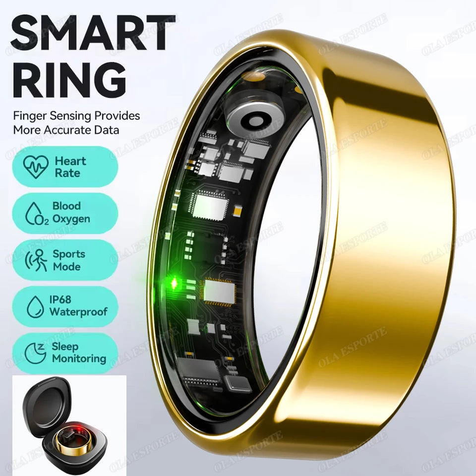 New R09 Smart Ring Men Women with Charging Case,Heart Rate Blood Oxygen,Skin Temperature Monitor,5ATM Waterproof Smartring R11C