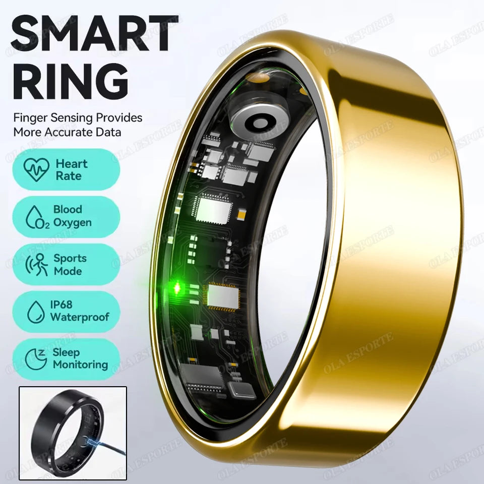 New R09 Smart Ring Men Women with Charging Case,Heart Rate Blood Oxygen,Skin Temperature Monitor,5ATM Waterproof Smartring R11C