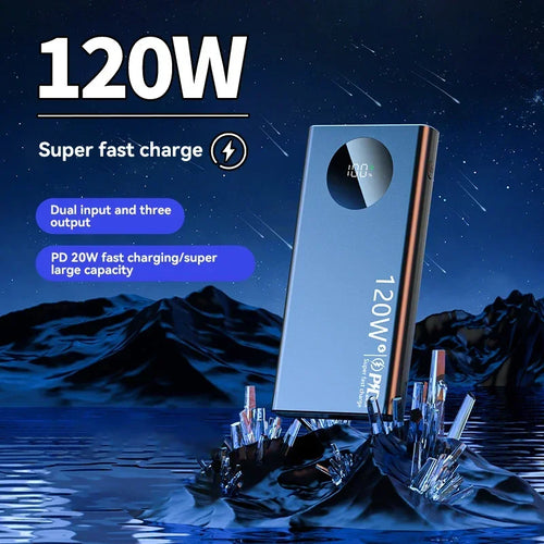 50000mAh Power Bank 120W PD Super Fast Charging Portable Power Bank Large Capacity External Battery With Digital Display