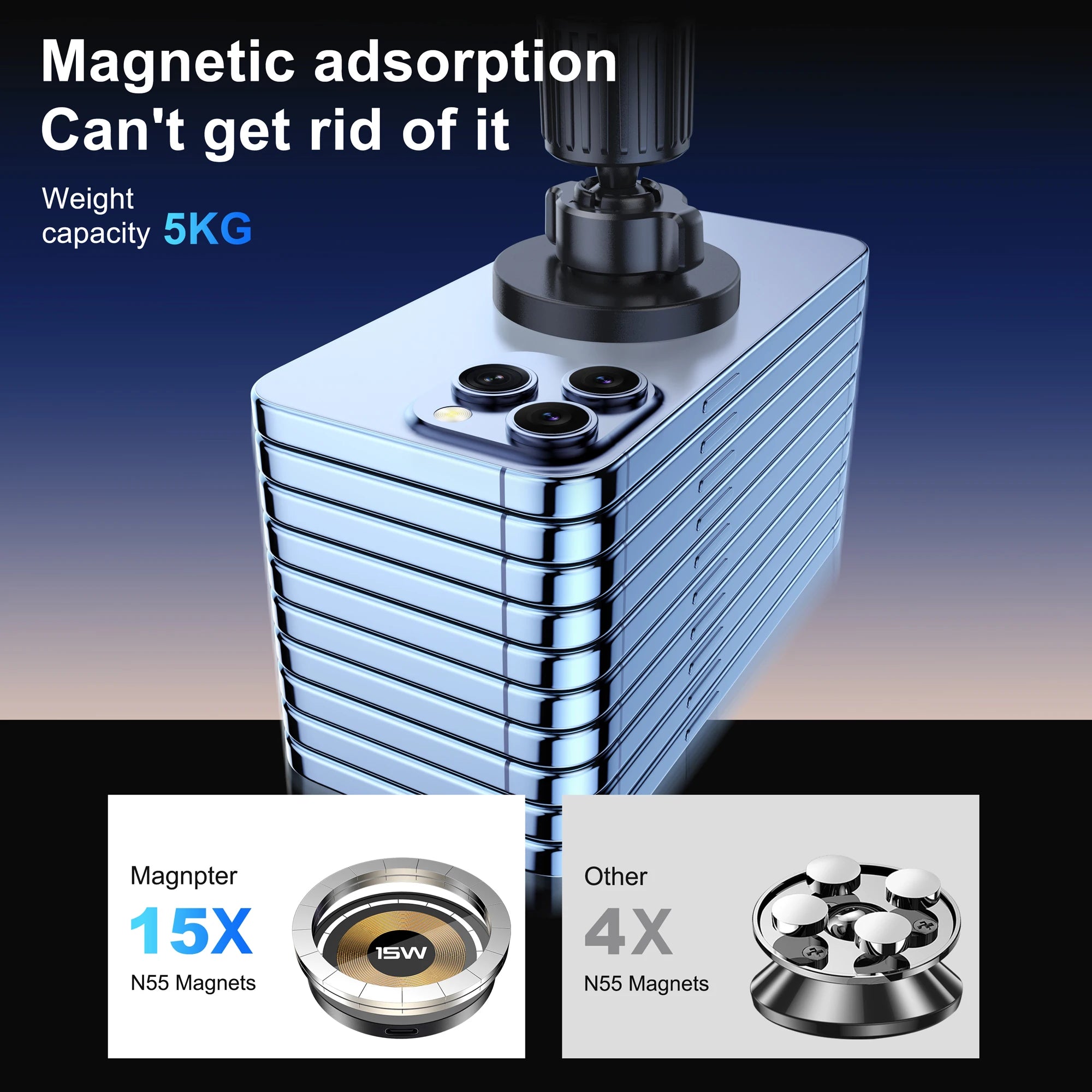 Magnetic Car Phone Mount in Car Phone Holder Air Vent Magnetic, 6 N52 Magnets Universal Mobile Phone Holders for iPhone 15