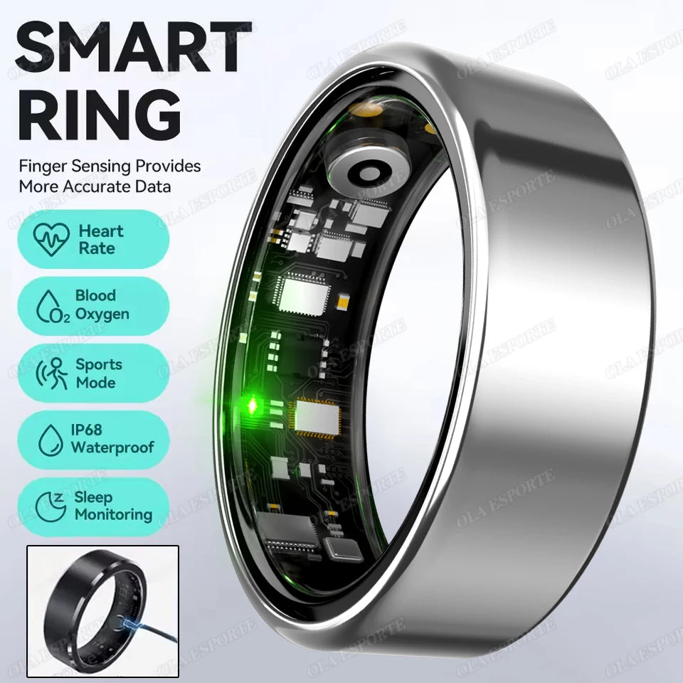 New R09 Smart Ring Men Women with Charging Case,Heart Rate Blood Oxygen,Skin Temperature Monitor,5ATM Waterproof Smartring R11C